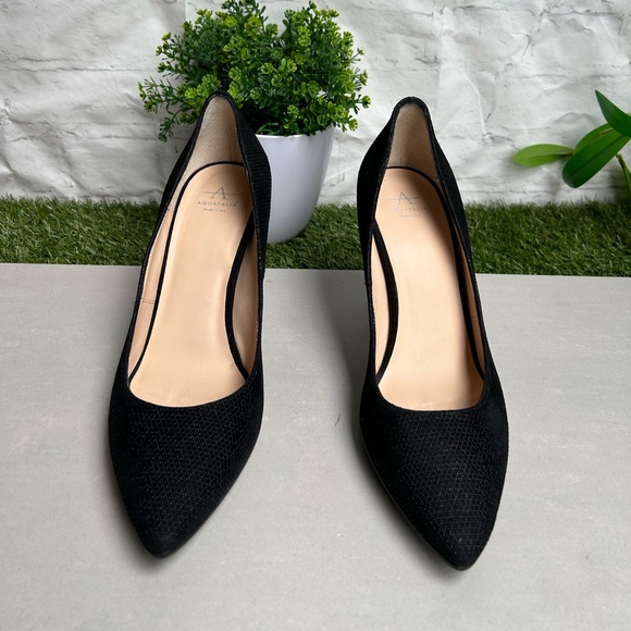 Aquatalia Pump black shoes for Women size 8.5  3” gently used/Made in Italy - Picture 9 of 15